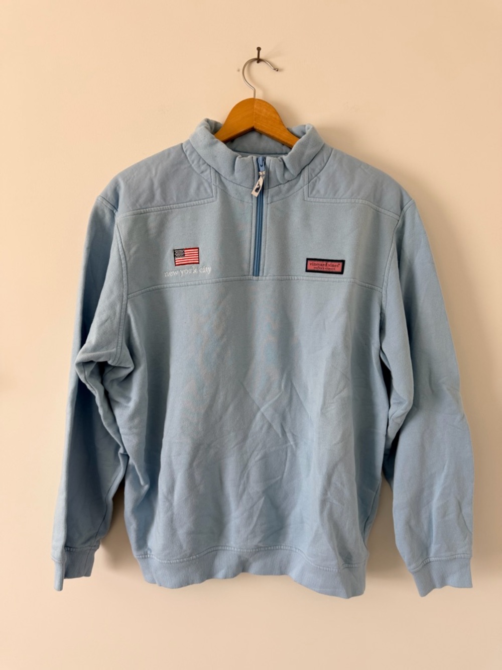 Vineyard Vines New York City Light Blue Quarter Zip Pullover